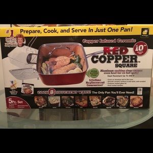 Copper Infused Ceramic Red 10” Square Pan